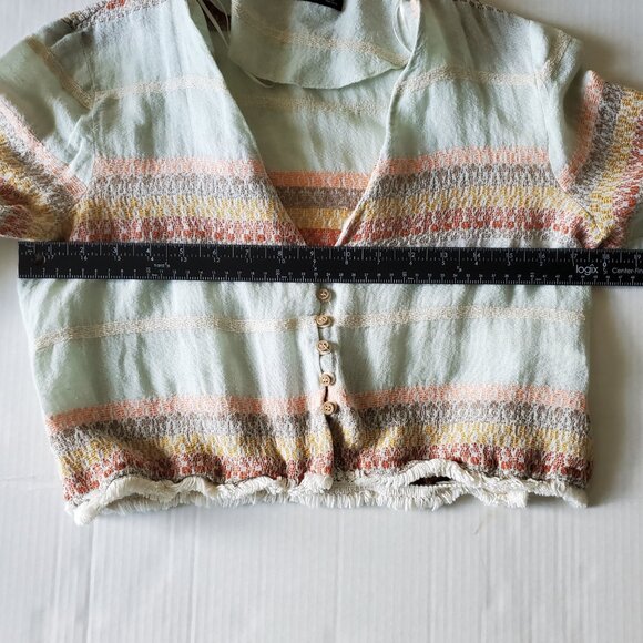 ZARA Cropped Linen Blend Cottage Core Farmhouse Cardigan Medium - Picture 15 of 16